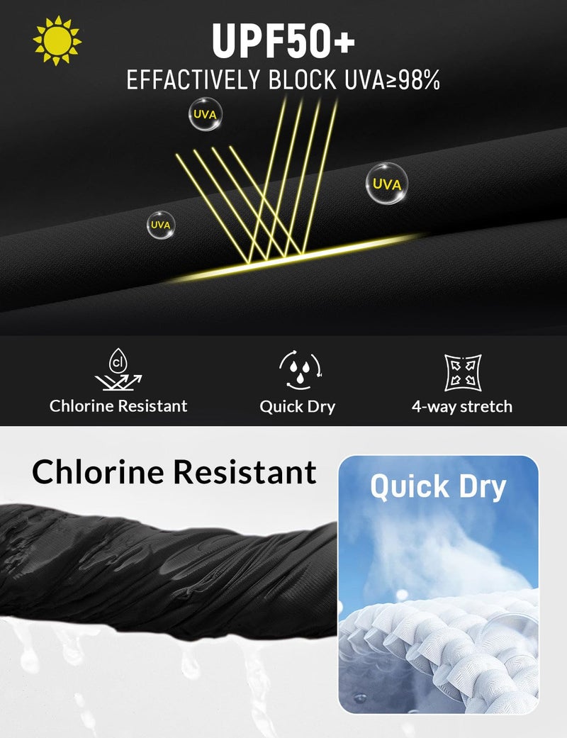 baleaf Swim Shorts for Women High Waisted Board Shorts Tummy Contol Swim Bottoms for Swimming with Liner Zipper Pockets Quick Dry UPF 50+ Black L - Image 4