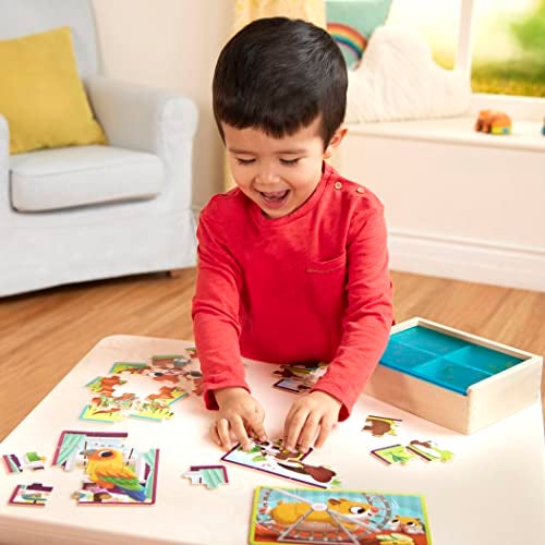 B. Toys مجموعة ألغاز خشبية من B toys 4 ألغاز حيوانات قطة كلب طائر هامستر 12 قطعة ألغاز للأطفال 3 سنوات مجموعة ألغاز الحيوانات الأليفة - Image 5