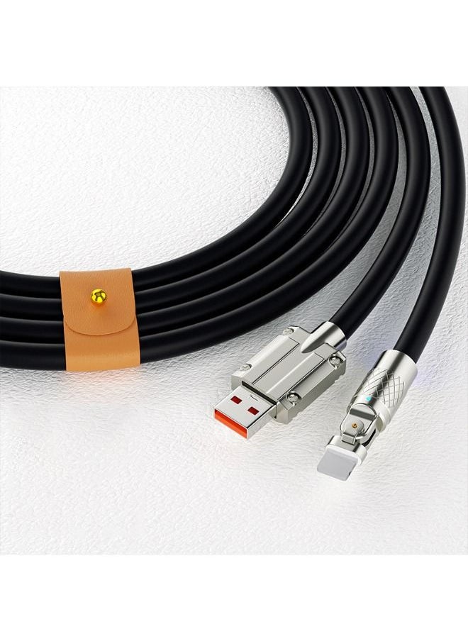 Generic - USB to Lightning Fast Charge Cable with LED Charging Light, 180° Rotating Lightning Cord Durable to Avoid Breakage, Flexible Rotary Connector Thick Rubber Safety Charging(for iphone, Black 2 Meter) - Image 1