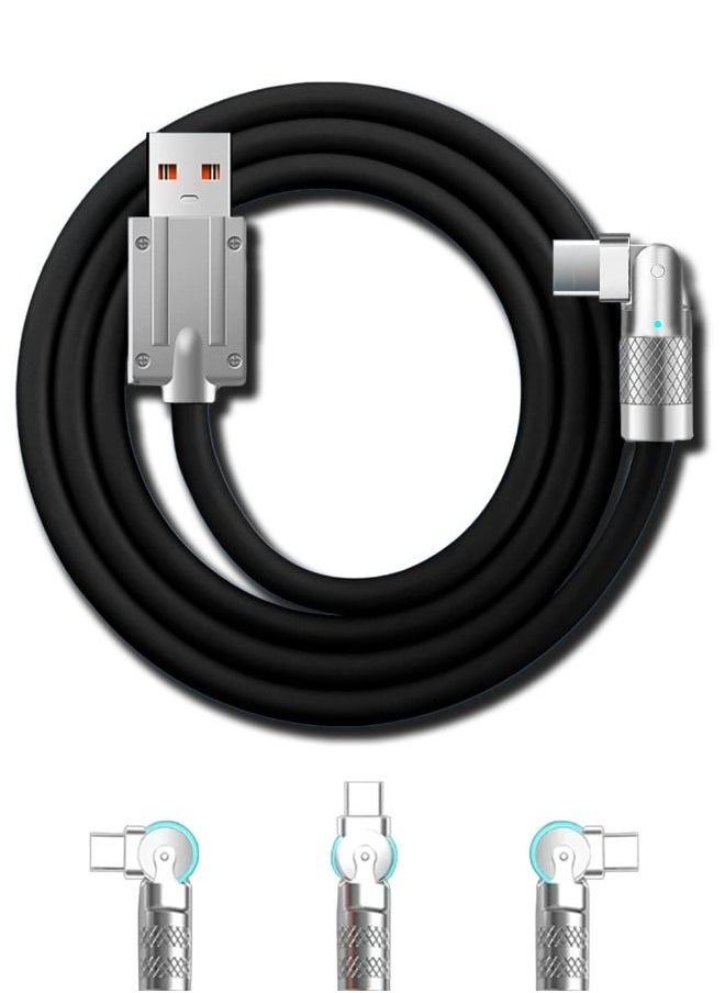 Generic - USB to Lightning Fast Charge Cable with LED Charging Light, 180° Rotating Lightning Cord Durable to Avoid Breakage, Flexible Rotary Connector Thick Rubber Safety Charging(for iphone, Black 2 Meter) - Image 1