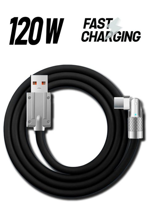 USB to Lightning Fast Charge Cable with LED Charging Light, 180° Rotating Lightning Cord Durable to Avoid Breakage, Flexible Rotary Connector Thick Rubber Safety Charging(for iphone, Black 2 Meter)