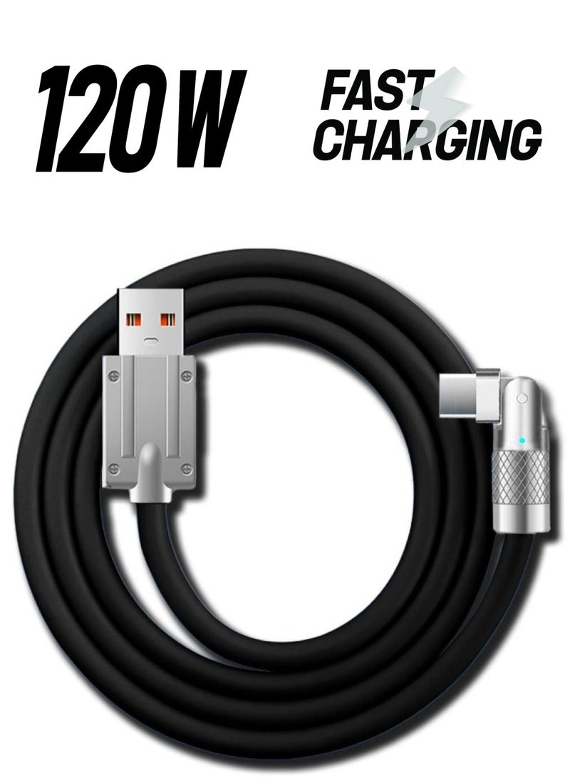 Generic - USB to Lightning Fast Charge Cable with LED Charging Light, 180° Rotating Lightning Cord Durable to Avoid Breakage, Flexible Rotary Connector Thick Rubber Safety Charging(for iphone, Black 2 Meter) - Image 1