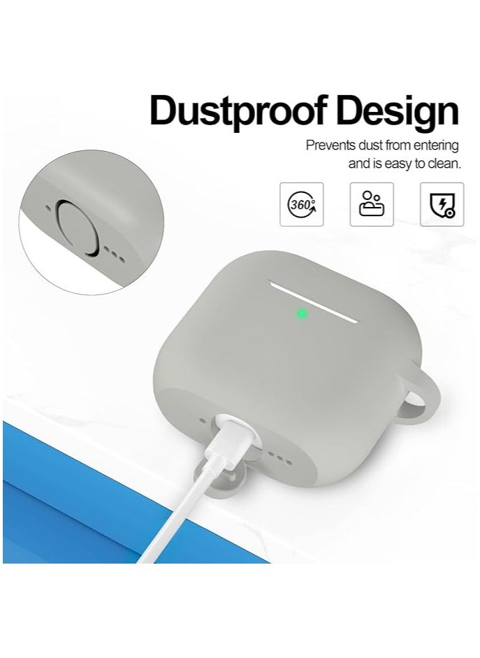 2 Pack Silicone Case Compatible with AirPods 4, Protective Silicone Skin Accessories with Keychain for Apple AirPods 4th Generation Case, Front LED Visible (Black,Gray)