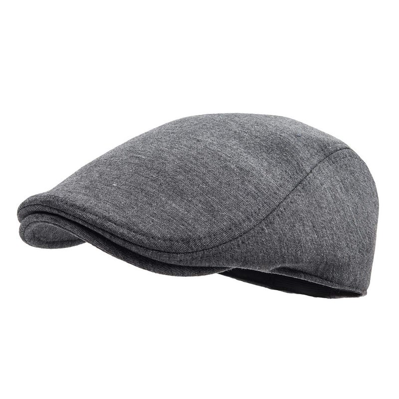 FEINION Men Cotton Newsboy Cap Soft Fit Cabbie Hat (Dark Grey) - Image 1