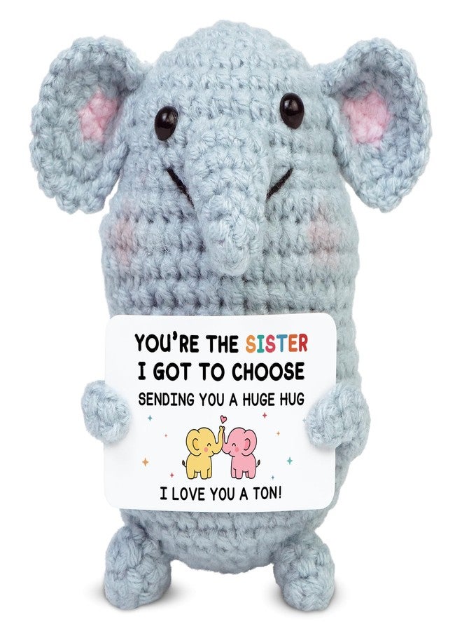 OASSIE Friendship Gifts for Women - Mini Handmade Positive Crochet Elephant with Message Card - Bestie Birthday Gifts for Women Friendship, Emotional Support Crochet Gift for Friend - Image 1