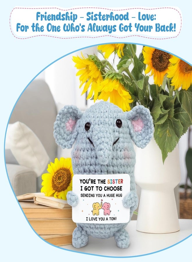 OASSIE Friendship Gifts for Women - Mini Handmade Positive Crochet Elephant with Message Card - Bestie Birthday Gifts for Women Friendship, Emotional Support Crochet Gift for Friend - Image 5