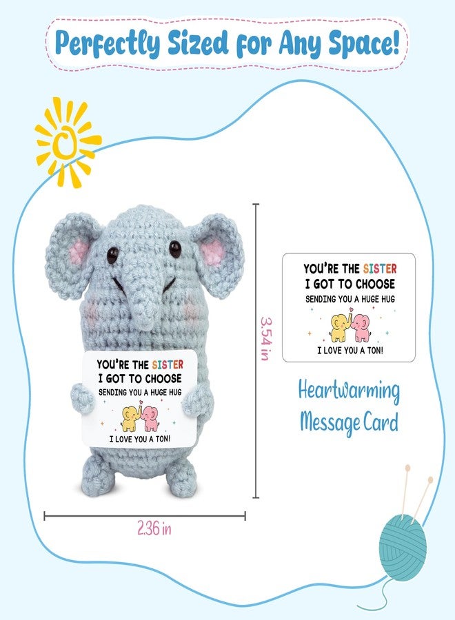 OASSIE Friendship Gifts for Women - Mini Handmade Positive Crochet Elephant with Message Card - Bestie Birthday Gifts for Women Friendship, Emotional Support Crochet Gift for Friend - Image 3