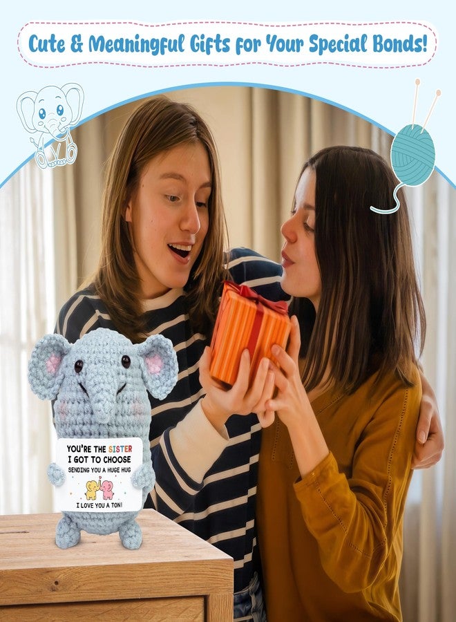 OASSIE Friendship Gifts for Women - Mini Handmade Positive Crochet Elephant with Message Card - Bestie Birthday Gifts for Women Friendship, Emotional Support Crochet Gift for Friend - Image 2