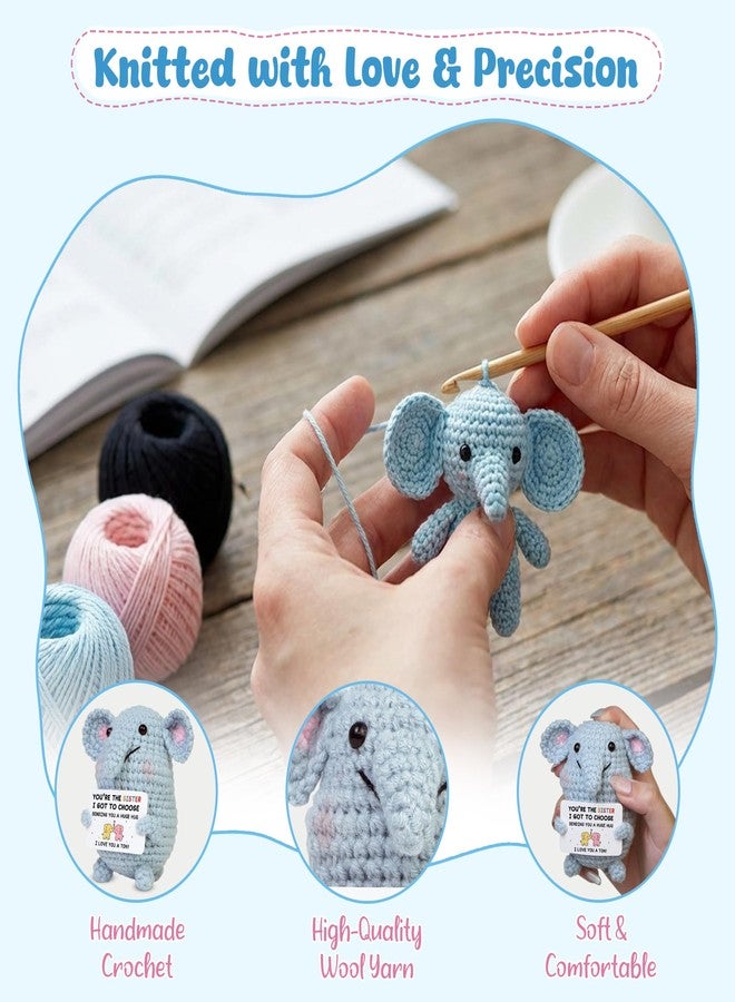 OASSIE Friendship Gifts for Women - Mini Handmade Positive Crochet Elephant with Message Card - Bestie Birthday Gifts for Women Friendship, Emotional Support Crochet Gift for Friend - Image 4