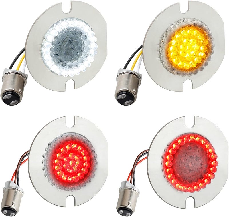 NTHREEAUTO إشارات انعطاف LED أمامية وخلفية NTHREEAUTO بحجم 3 1/4 بوصة بتصميم مسطح 1157 ضوء فرامل وتشغيل لدراجات هارلي تورينغ - Image 1