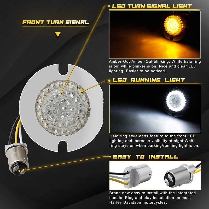 NTHREEAUTO إشارات انعطاف LED أمامية وخلفية NTHREEAUTO بحجم 3 1/4 بوصة بتصميم مسطح 1157 ضوء فرامل وتشغيل لدراجات هارلي تورينغ - Image 2