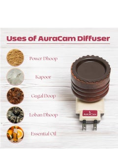 AURA Auracam Camphor Burner/Essential Oil Diffuser/Electric Diffuser for Home, Office (Pack of 1) Wood  - Image 4