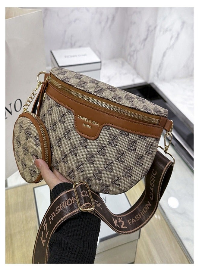 MIXDE 2-Piece Fashion Crossbody Bag With Wallet Set 25*15*8CM Khaki  - Image 2