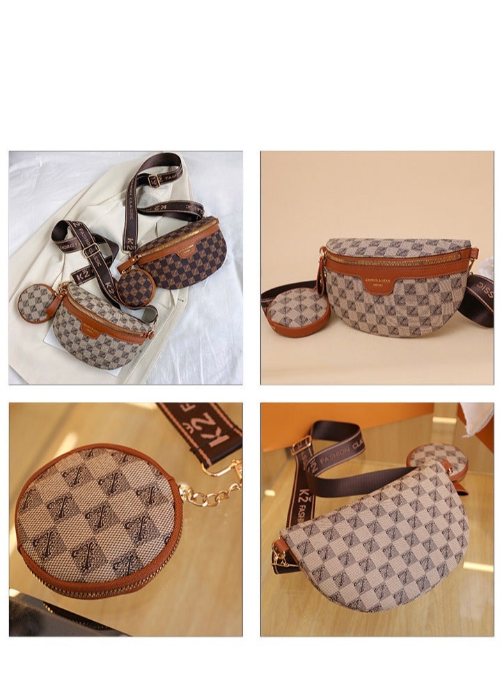 MIXDE 2-Piece Fashion Crossbody Bag With Wallet Set 25*15*8CM Khaki  - Image 4