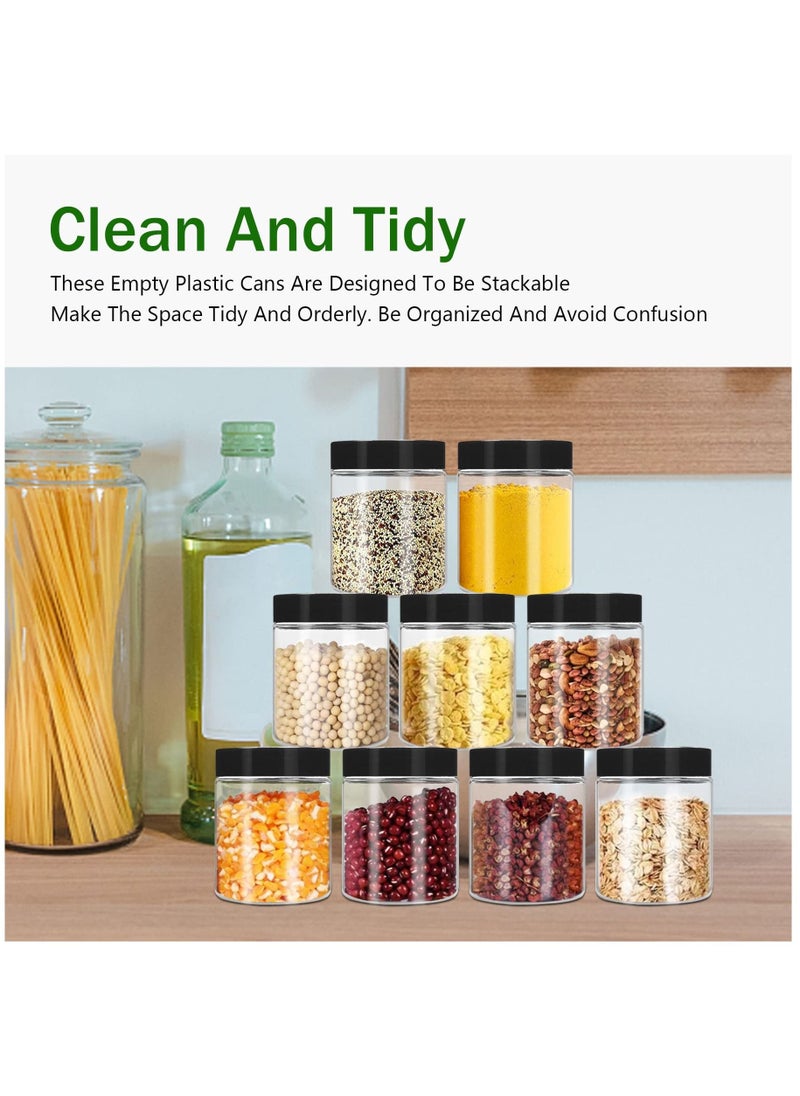 SYOSI - 8oz Plastic Jars with Lids, 24 Pack Clear Plastic Slime Containers Stackable Round Empty Clear Jars for Kitchen Storage Spices Dry Food Slime Making,Clear BPA Free Plastic Jars（No Iabel） - Image 1