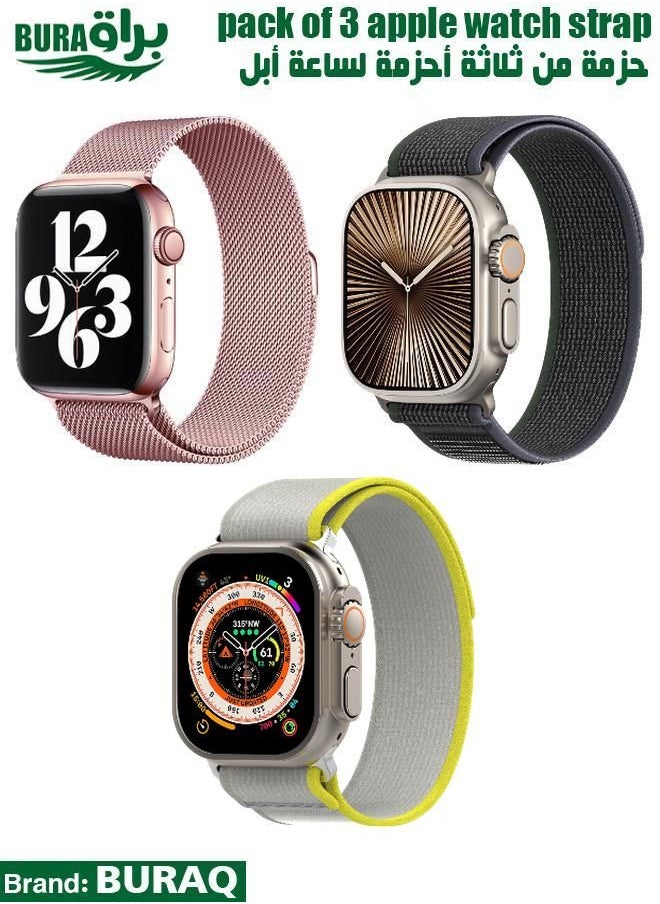 BURAQ - Apple Watch Band Strap For Apple Watch Ultra 2/Ultra 49mm, Series 10 46mm, 9/8/7 45mm, SE2/SE/6/5/4 44mm, 3/2/1 42mm - Image 1
