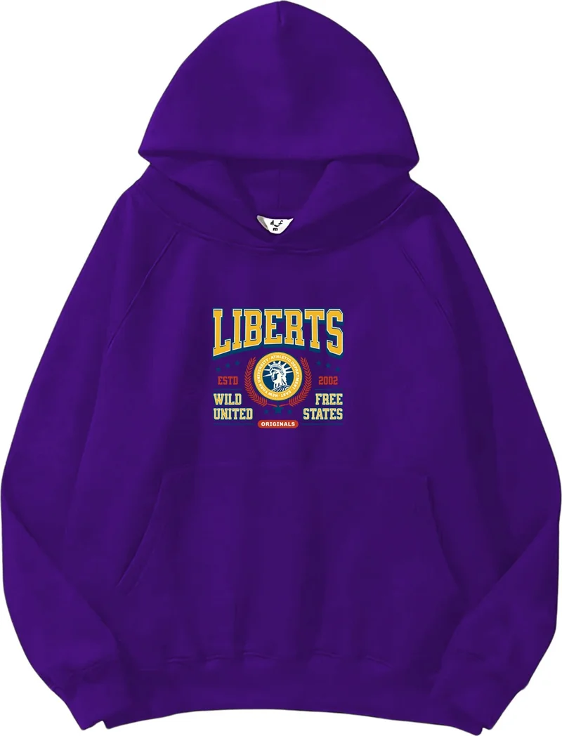 دوغ فش Women, Men Sweatshirt Oversize Typography Varsity Printed Bold Purple Lover Sweatshirt