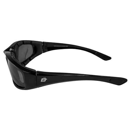 Birdz Eyewear Oriole Padded Motorcycle Glasses (Black Frame/Polarized Smoke Lens) - Image 4