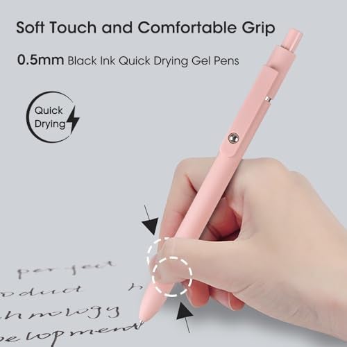 FIOVER Gel Pens, 10pcs 0.5mm Quick Dry Black Ink Fine Point Smooth Writing Pens for Journaling Note Taking High-End Series Ballpoint for Office School Supplies(10pcs Morandi) - Image 5