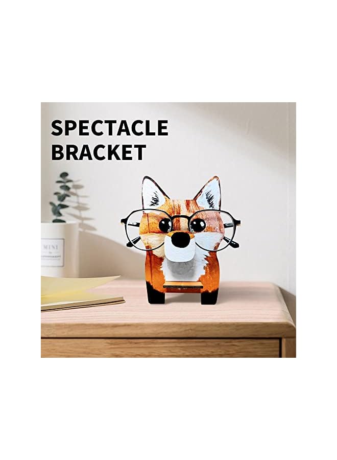 The Bros Creative Glasses Holder Stand, Cute Animal Handmade Wooden Carving Eyeglass Holder, Sunglasses Spectacle Display Rack for Home, Office, Desk, Nightstand (Fox) - Image 4