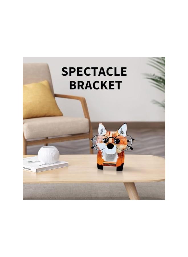 The Bros Creative Glasses Holder Stand, Cute Animal Handmade Wooden Carving Eyeglass Holder, Sunglasses Spectacle Display Rack for Home, Office, Desk, Nightstand (Fox) - Image 5