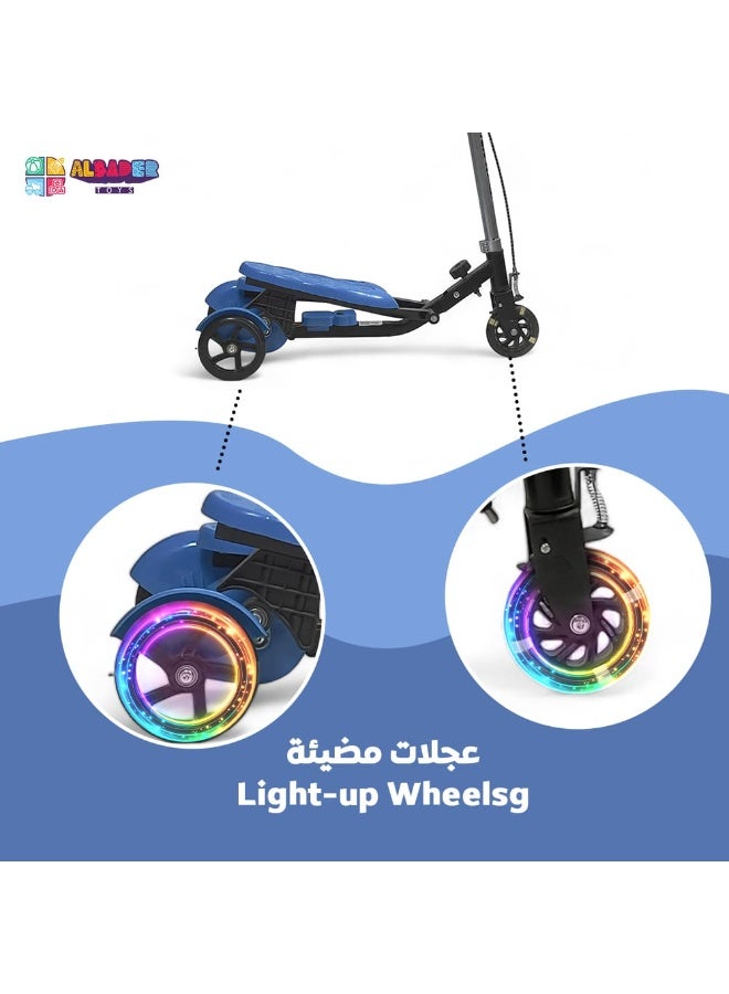 ALBADER Kids Scooter Pedal Scooter 3 Wheel Scooter with Front Brake LED Wheels Kids Scooter Large Size Kick Scooter for Kids Heavy Duty Scooter Supports 80KG Children Scooter with Lights Sounds Multi Color Scooter - Image 4