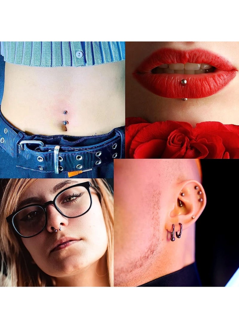 SYOSI - Piercing Kit 14G, 100Pcs 16G Nose Septum Rings Piercing Jewelry for Ear Lip Belly Button Tongue Tragus Cartilage Body Piercing Tools Kit with Piercing Needle Silver - Image 1