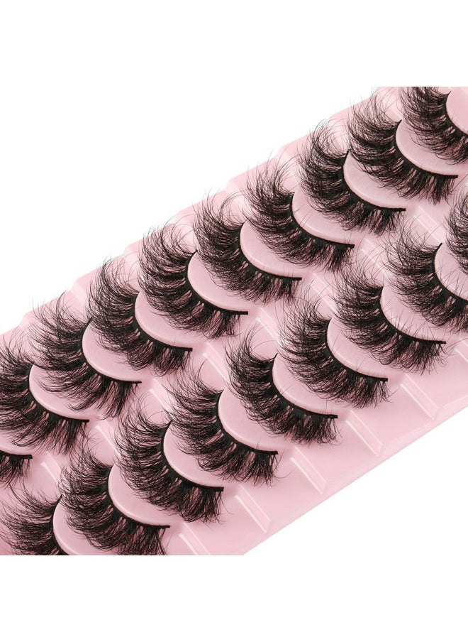 FANXITON Mink Lashes False Eyelashes Dramatic Fluffy Mink Lashes Wispy 19Mm Curly Fanxiton Natural Look 3D Fake Eyelashes 10 Pairs Pack  - Image 5