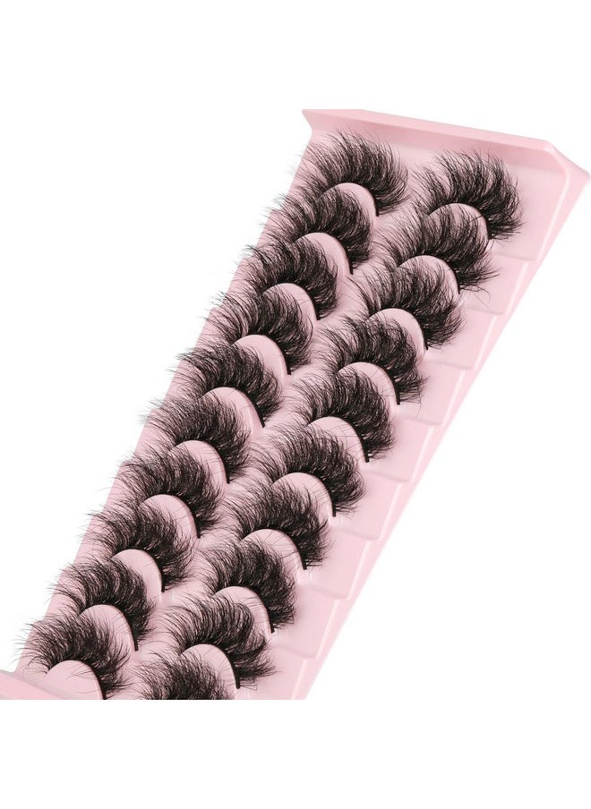 FANXITON Mink Lashes False Eyelashes Dramatic Fluffy Mink Lashes Wispy 19Mm Curly Fanxiton Natural Look 3D Fake Eyelashes 10 Pairs Pack  - Image 4