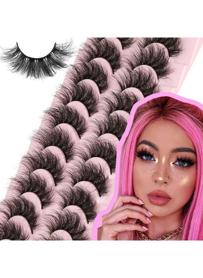 FANXITON Mink Lashes False Eyelashes Dramatic Fluffy Mink Lashes Wispy 19Mm Curly Fanxiton Natural Look 3D Fake Eyelashes 10 Pairs Pack  - Image 3