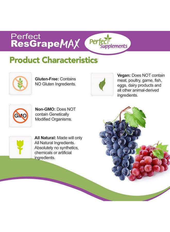 Perfect Supplements - Perfect ResGrape Resveratrol MAX - 60 Capsules - Trans-Resveratrol & Organic Muscadine Grapes - Promotes Anti-Aging