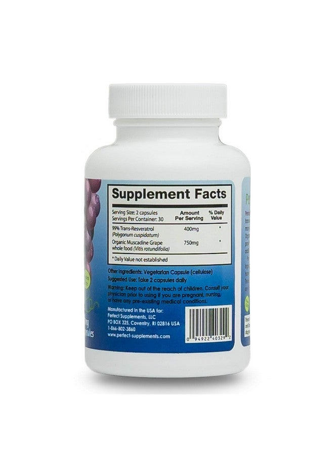 Perfect Supplements - Perfect ResGrape Resveratrol MAX - 60 Capsules - Trans-Resveratrol & Organic Muscadine Grapes - Promotes Anti-Aging