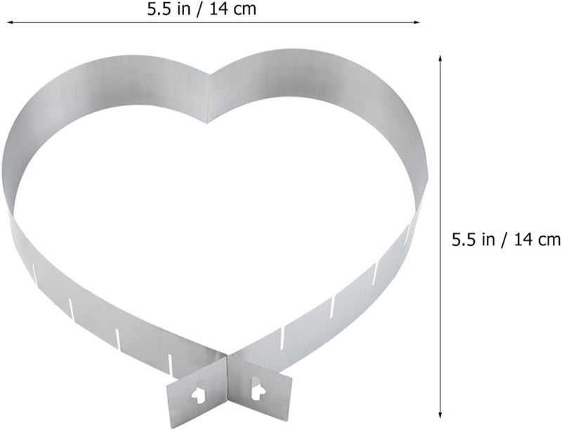GALPADA Adjustable Heart-shaped Cake Ring and Mousse Mold, Non-stick Metal Baking Accessory for Home Baking, Extendable Cake Circle with Removable Base for Dessert and Tart Molding - Image 2