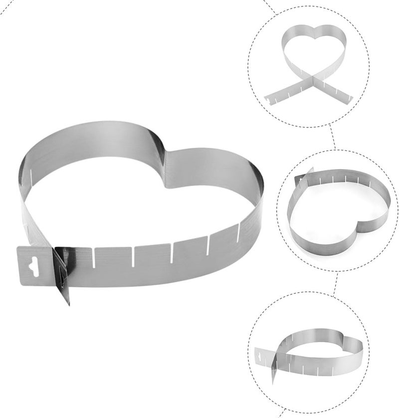 GALPADA Adjustable Heart-shaped Cake Ring and Mousse Mold, Non-stick Metal Baking Accessory for Home Baking, Extendable Cake Circle with Removable Base for Dessert and Tart Molding - Image 3