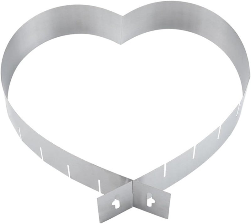 GALPADA Adjustable Heart-shaped Cake Ring and Mousse Mold, Non-stick Metal Baking Accessory for Home Baking, Extendable Cake Circle with Removable Base for Dessert and Tart Molding - Image 1