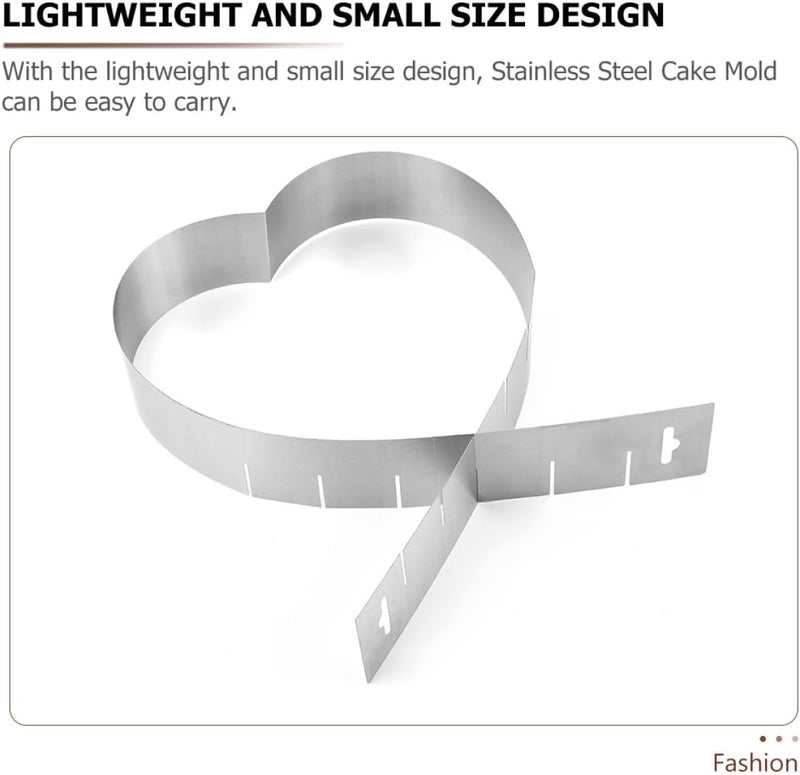 GALPADA Adjustable Heart-shaped Cake Ring and Mousse Mold, Non-stick Metal Baking Accessory for Home Baking, Extendable Cake Circle with Removable Base for Dessert and Tart Molding - Image 5