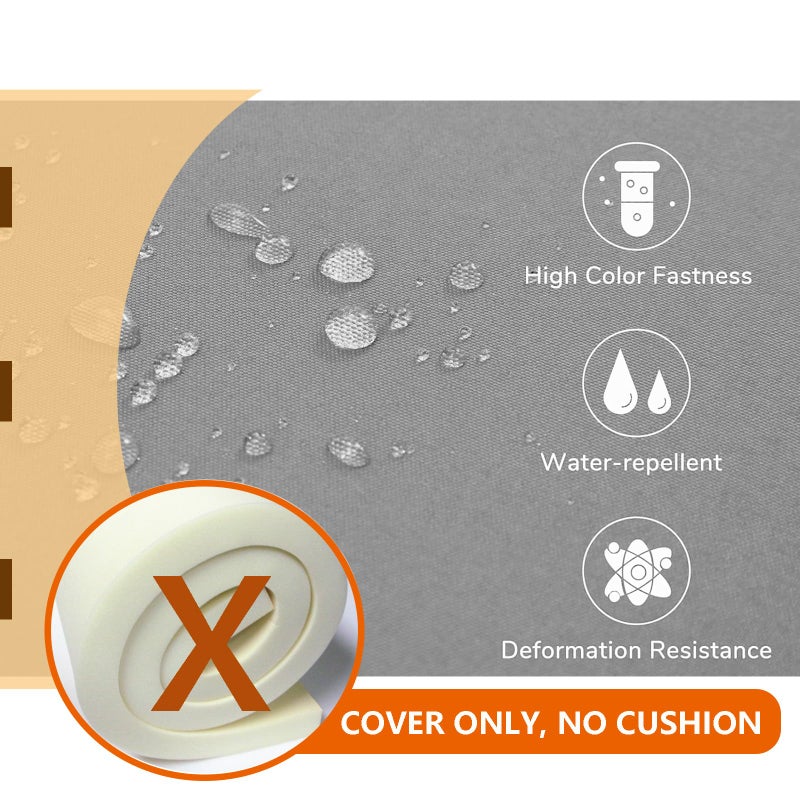 Oslimea Patio Cushion Covers Replacement Set of 4, Water UV Resistant Outdoor Cushion Slipcovers with Zipper Chair Seat Cushion Covers for Outdoor Furniture (24 x 20 Inch, 24 x 24 x 4 Inch, Grey) - Image 3
