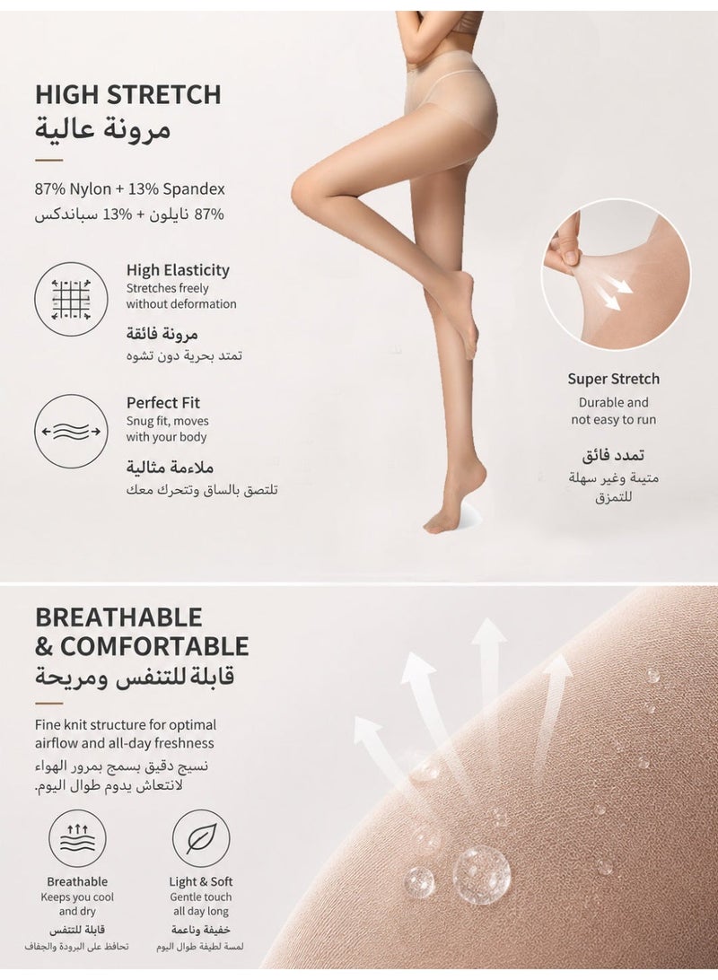 Tights Stockings Women's High Stretch Pantyhose, 87% Nylon and 13% Spandex, Soft Lightweight Breathable Fabric, Smooth Comfortable Fit, Natural Leg Coverage, Flexible Elastic Material, Durable Everyday Hosiery, Available in Black, Gray, Natural Nude and Coffee Colors, Suitable for Daily Wear, Office, Business, Party, Wedding and Formal Occasions, Easy to Match with Dresses, Skirts, Shorts and Heels, Classic Fashion Hosiery for All Seasons. Light Nude - Image 4