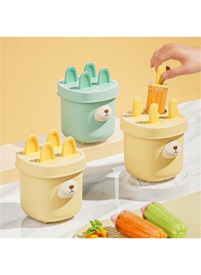 قالب صانع الآيس كريم والمثلجات، آمن غذائياً وخالي من BPA بتصميم دب، أخضر فاتح - Image 2
