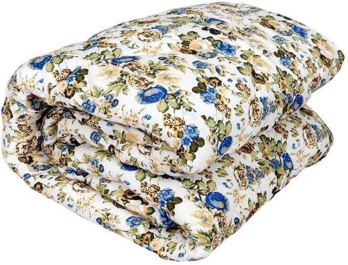 WONDERLOOK SINGLE BED AC BLANKET DOHARQUILT PINK FLOWERS FABRIC MICRO COTTON SIZE 54X84 INCHES MULTI COLOR BLUE FLOWER