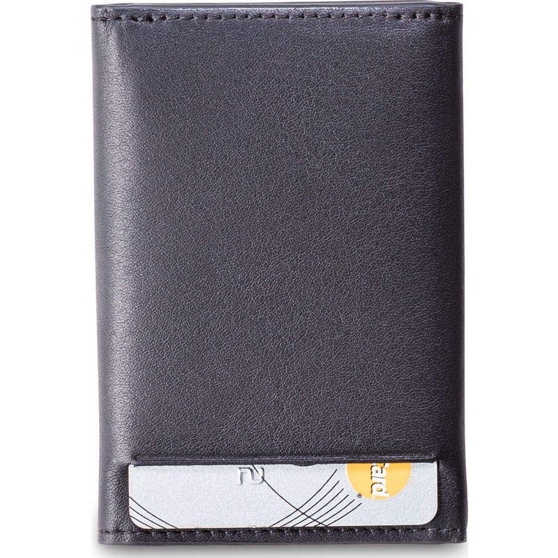 DUN محفظة دُن سليم مينيماليست ثلاثية الطي، حجب RFID، جلد فاخر أصلي، بدون تلامس، حزام نقدي، مصنوعة يدويًا في أوروبا - أسود - Image 3