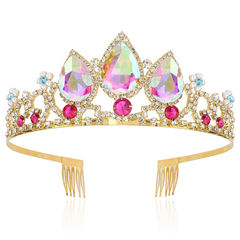 Velscrun Girls Rapunzel Crown Princess Tiara Headband Multicolored Crowns for Birthday Party and Halloween Cosplay - Image 2