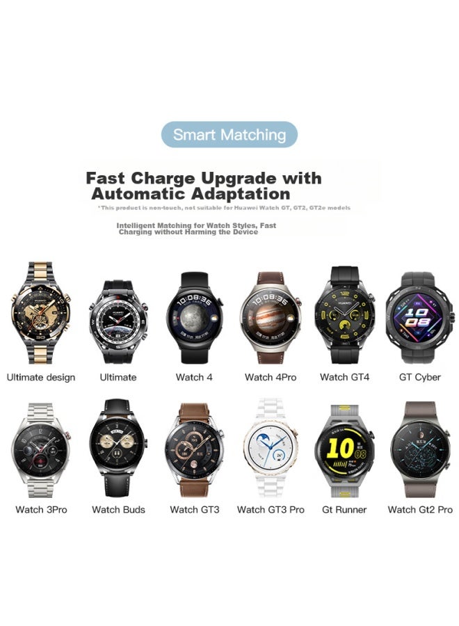 Wei Qiantu Weiqianto متوافق مع شاحن Huawei Watch Gt5/gt4/watch3/3pro/4/4progt3/3pro/2، شحن سريع 6 واط، قاعدة شحن لاسلكي فائق السرعة، تصميم مضفر - Image 3