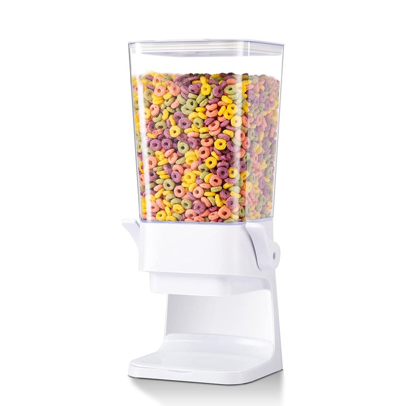 Cereal Dispenser Countertop with lids 5L Organization and Storage Containers for Kitchen and pantry Plastic Containers for food Cereal Rice Beans Grains Nuts Oatmeal Pet food White 1Pc