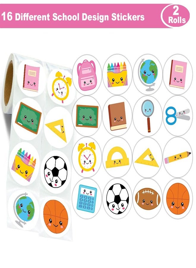 Hohamn 600 Pcs Welcome Back to School Stickers for Kids Teacher 1.5 Inch 16 Styles School Stickers Roll for Kids Teacher School Reward Classroom Supplies Stickers - Image 2