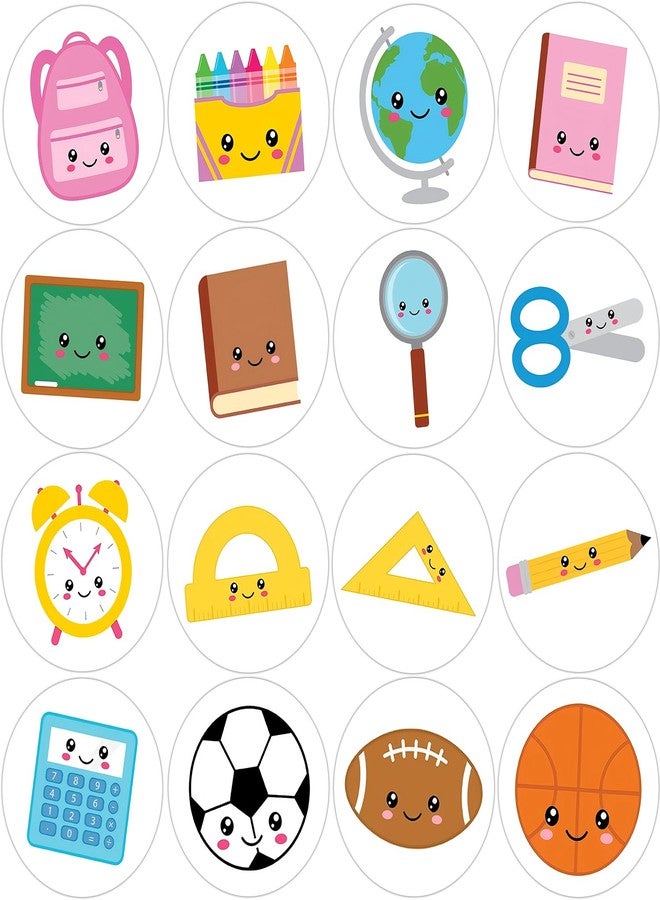 Hohamn 600 Pcs Welcome Back to School Stickers for Kids Teacher 1.5 Inch 16 Styles School Stickers Roll for Kids Teacher School Reward Classroom Supplies Stickers - Image 1