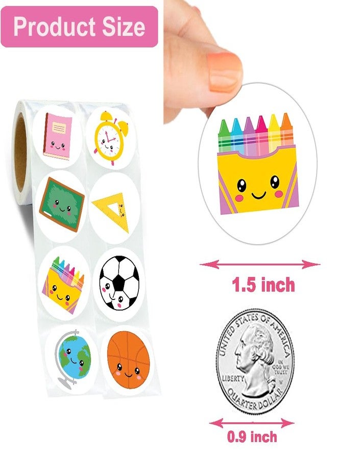 Hohamn 600 Pcs Welcome Back to School Stickers for Kids Teacher 1.5 Inch 16 Styles School Stickers Roll for Kids Teacher School Reward Classroom Supplies Stickers - Image 3