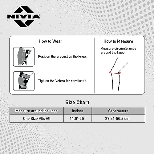 Nivia Adjustable Knee Support for Men & Women, Comfortable Compression Sleeve with Velcro Strap, Ideal for Sports, Gym, Running, Fitness & Joint Protection, Black/Red (Single Piece) - Image 2