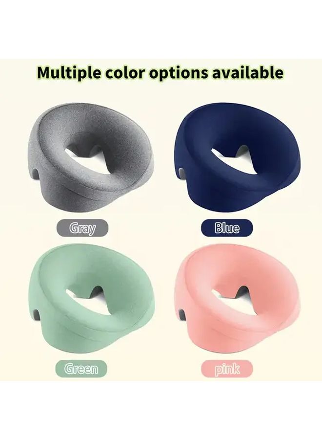 Facial Pillow Spa Massage Cushion O Shaped Neck Back Face Pillow with Removable Washable Cover All Season Bed Pillow for Side Sleepers Salon Home Relaxation Gray Zipper Closure - Image 2