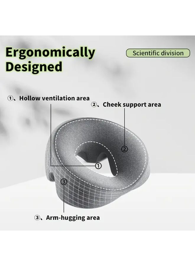 Facial Pillow Spa Massage Cushion O Shaped Neck Back Face Pillow with Removable Washable Cover All Season Bed Pillow for Side Sleepers Salon Home Relaxation Gray Zipper Closure - Image 1